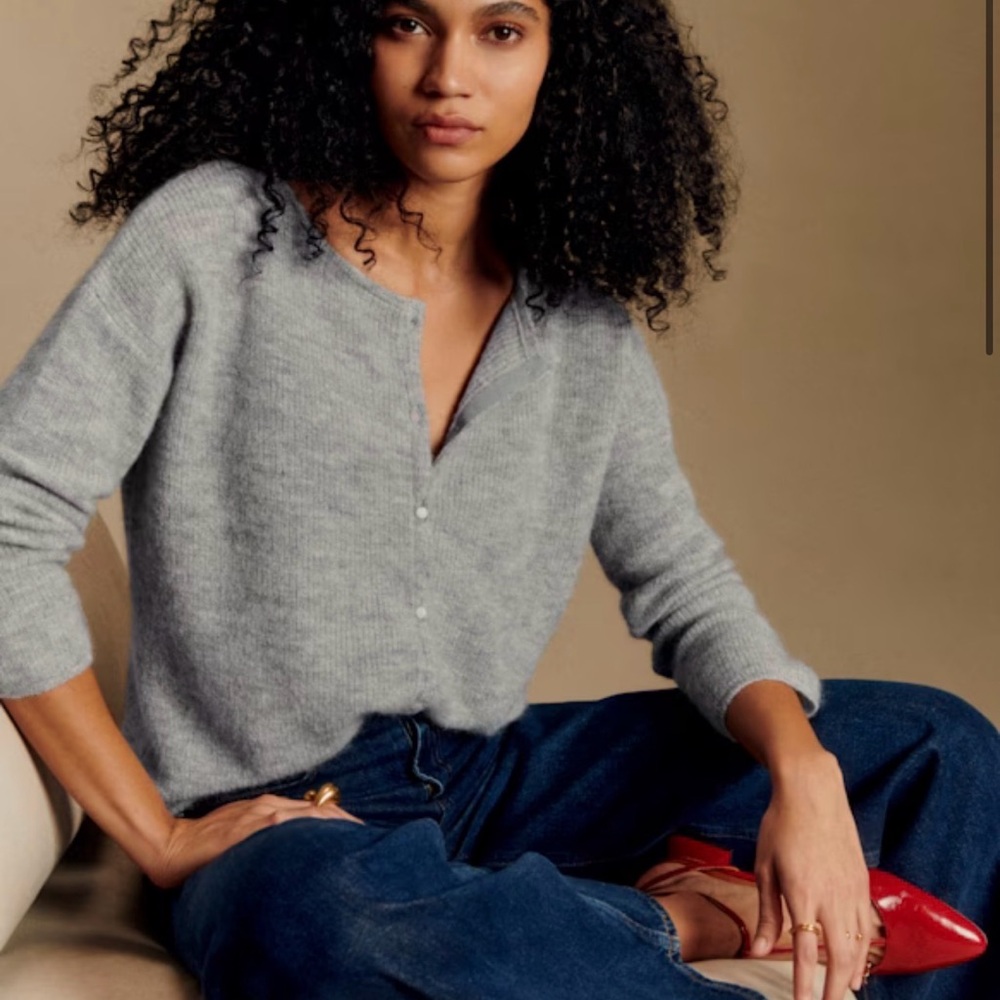 Sezane Light Gray Gaspard Cardigan